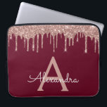 Burgundy Pink Rose Gold Glitter Sparkle Monogram Laptop Sleeve<br><div class="desc">Burgundy and Pink - Rose Gold Faux Dripping Modern and Elegant Girly Glitter and Sparkle Elegant Monogram Case. This case can be customized to include your initial and first name.</div>