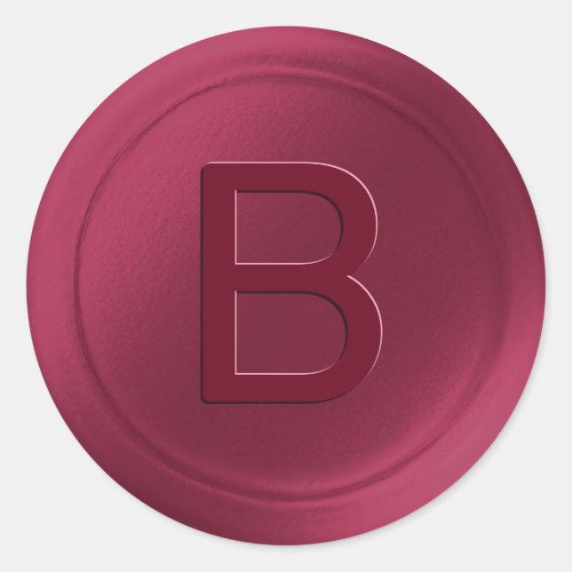 Burgundy Pink Single Letter Wax Seal Look Sticker (Devant)