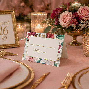 Burgundy Pink White Floral Birthday