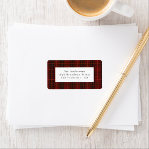 Burgundy Plaid Holiday Pre-Addressed Label