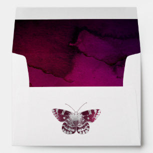 Burgundy Plum and Silver Butterfly Envelope