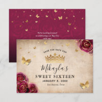 Burgundy Plum Gold Rose Parchment Elegant