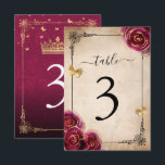 Burgundy Plum Gold Rose Wedding Table Number Cards<br><div class="desc">Simple Instructions: change the number, then add each individual card one at a time to your cart until you have all the numbers you need. Using this unique, rustic parchment DIY template, it is easy to create your own elegant table cards for a fairy tale burgundy and gold party theme....</div>