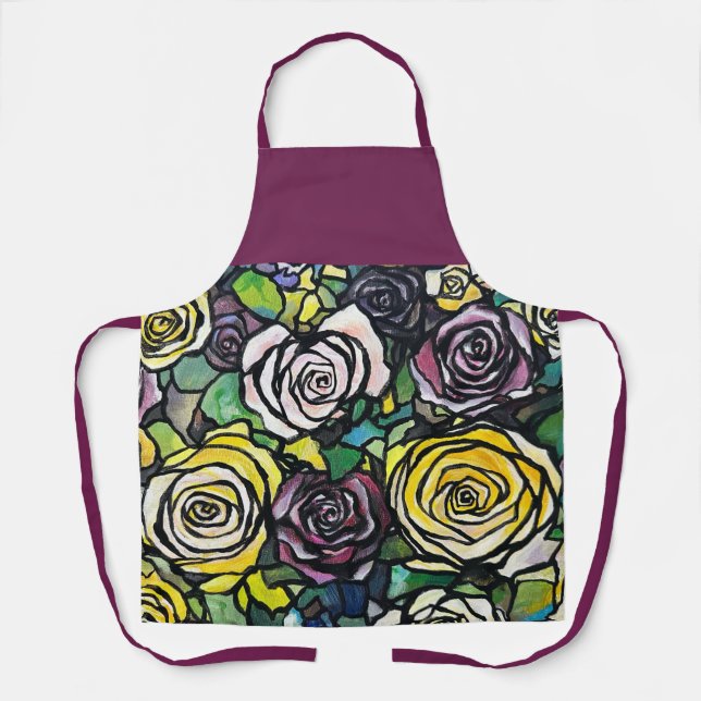 Burgundy Plum Roses Apron (Front)