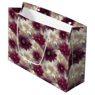 Burgundy Poinsettia Christmas Pattern (1) Large Gift Bag