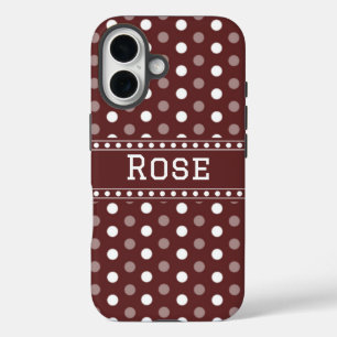Burgundy Polka Dot iPhone 16 Case