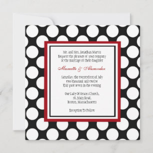 Burgundy Polka Dot Wedding Invitation