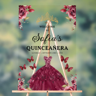 Burgundy Princess Quinceañera Bienvenue