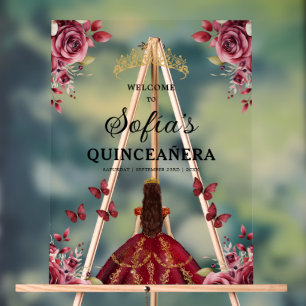Burgundy Princess Quinceañera Bienvenue