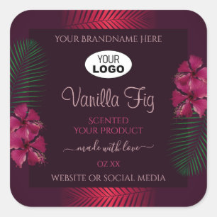 Burgundy Product Labels Hawaii Flowers Leaves Logo