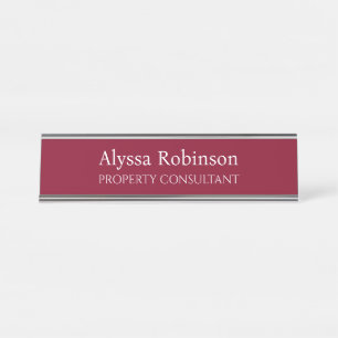 Burgundy Professional Desk Name Plate