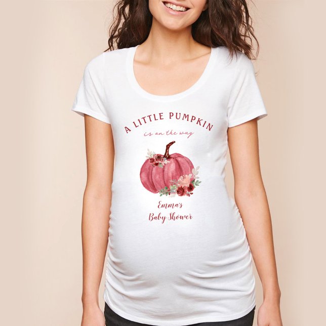 Burgundy Pumpkin Fall Baby shower Name T-Shirt (Burgundy Pumpkin Fall Baby shower Name T-Shirt)