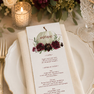 Burgundy Pumpkin Fall Wedding Menu or Shower Invitation