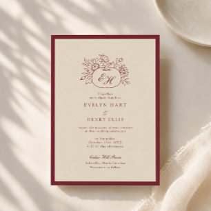 Burgundy Pumpkin Formal Wedding Invitation