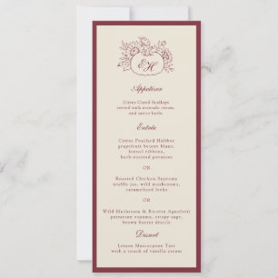 Burgundy Pumpkin Formal Wedding Menu Invitation