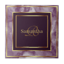 Burgundy Purple And Gold Geometric Marble