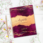 Burgundy purple gold agate marble rose gold 2025 planner<br><div class="desc">A deep purple and pink agate, marble stone background with faux glitter. Personalize and add your first name, a title and a year. The name is written with a modern hand lettered style script with swashes. To keep the swashes only delete the sample name, leave the spaces or emoji's in...</div>
