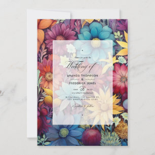 Burgundy/Purple/Mustard/Blue/Burnt Orange Wedding Invitation