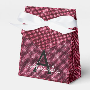 Burgundy Purple Sparkle Monogram Party Favor Box