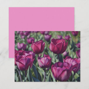 Burgundy Purple Tulip Flower Art Note Card Set