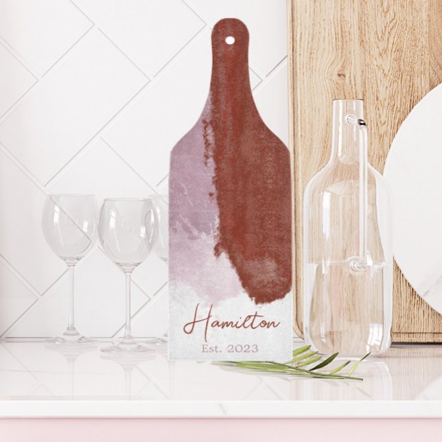 Burgundy Purple Watercolor Monogram Established Cutting Board (Creator Uploaded)