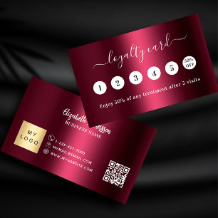 Burgundy QR business logo 5 visit loyalty card