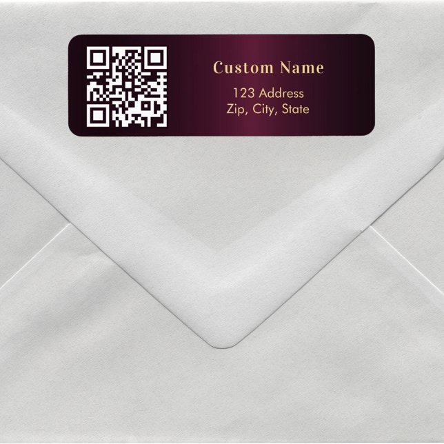 Burgundy QR code business return address (Creator Uploaded)