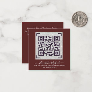 BURGUNDY QR SCANNING CODE Wedding Website Details  Card