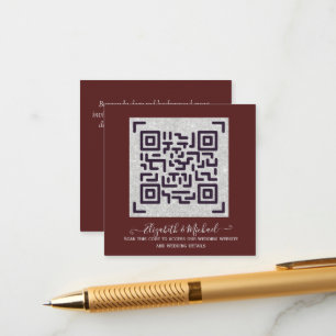BURGUNDY QR SCANNING CODE Wedding Website Details  Enclosure Card