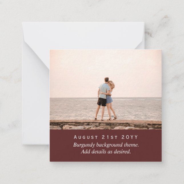 Burgundy QR SCANNING CODE Wedding Website PHOTO No Card (Back)