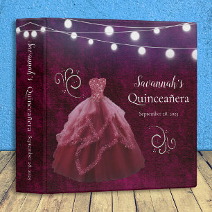 Burgundy Quince Dress String Light Photo Album Binder