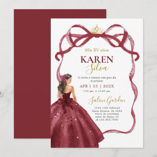 Burgundy Quinceanera Invitation