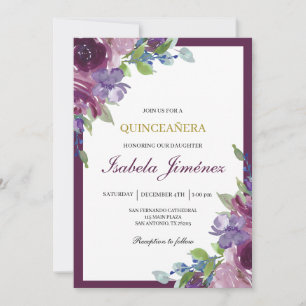 Burgundy quinceañera  invitation
