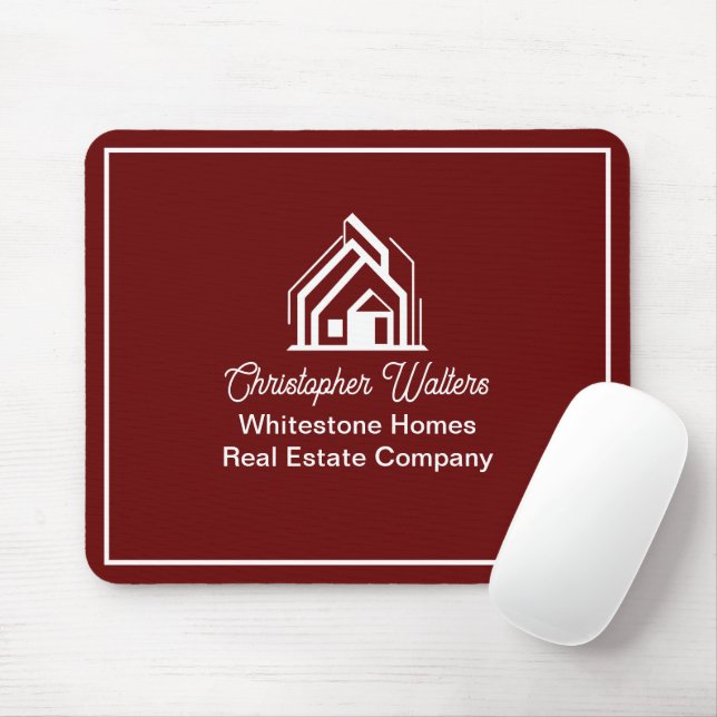 Burgundy Real Estate Company Custom Realtor Mouse Pad (With Mouse)