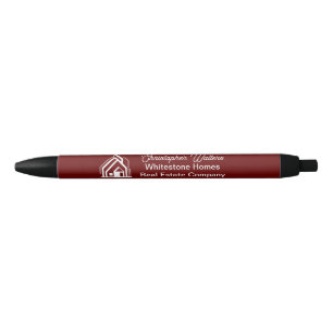 Burgundy Real Estate Company Customized Realtor Black Ink Pen