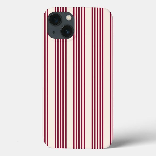 Burgundy red and beige five stripe pattern Case-Mate iPhone case (Back)
