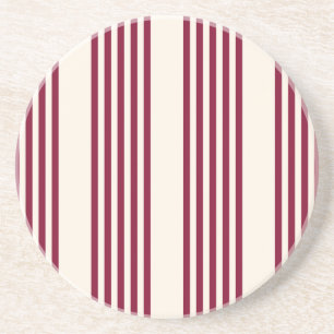 Burgundy red and beige five stripe pattern coaster