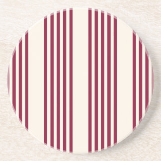 Burgundy red and beige five stripe pattern coaster