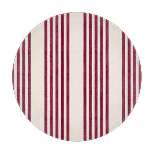 Burgundy red and beige five stripe pattern cutting board