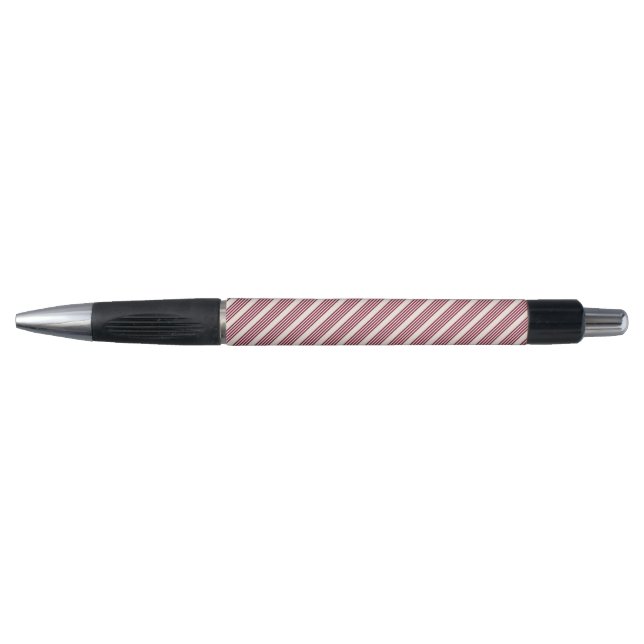 Burgundy red and beige five stripe pattern pen (Front)