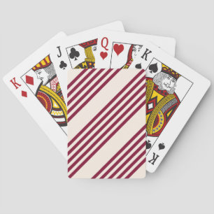 Burgundy red and beige five stripe pattern playing cards