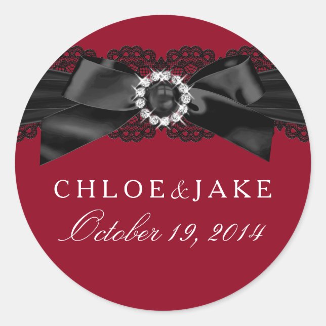 Burgundy Red and Black Pearl Bow Sticker (Front)