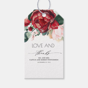 Burgundy Red and Blush Pink Floral Vibrant Gift Tags