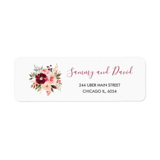 Burgundy Red and Blush Pink Floral Wedding (Devant)