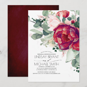 Burgundy Red and Blush Pink Rehearsal Dinner Invitation