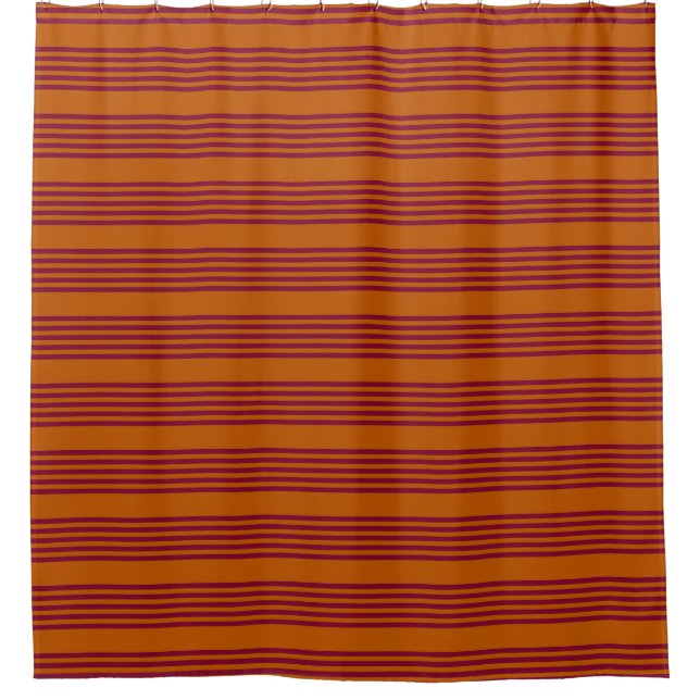Burgundy red and burnt orange five stripe pattern. (Front)