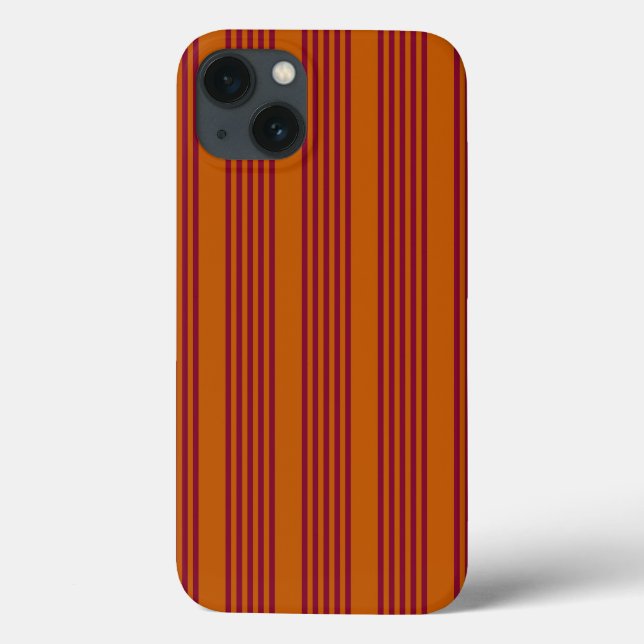 Burgundy red and burnt orange five stripe pattern. Case-Mate iPhone case (Back)