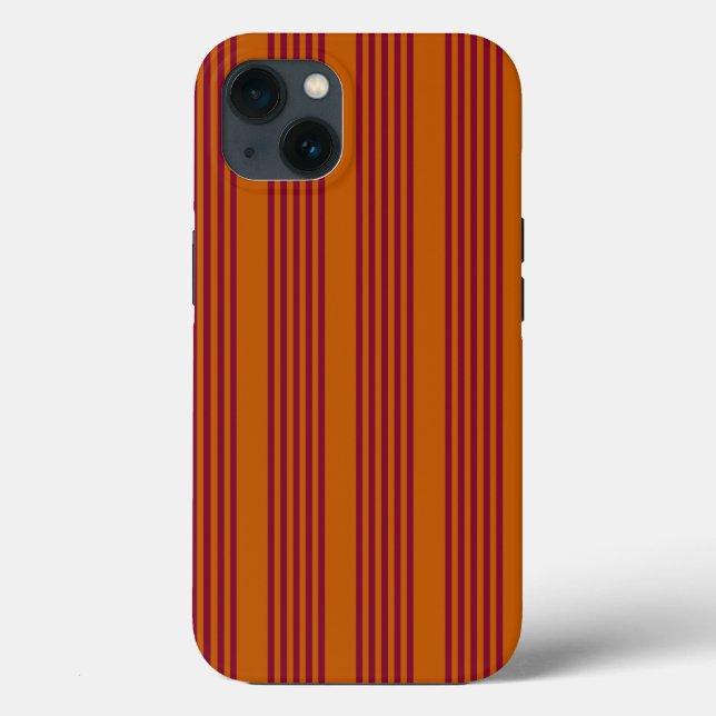 Burgundy red and burnt orange five stripe pattern. Case-Mate iPhone case (Back)