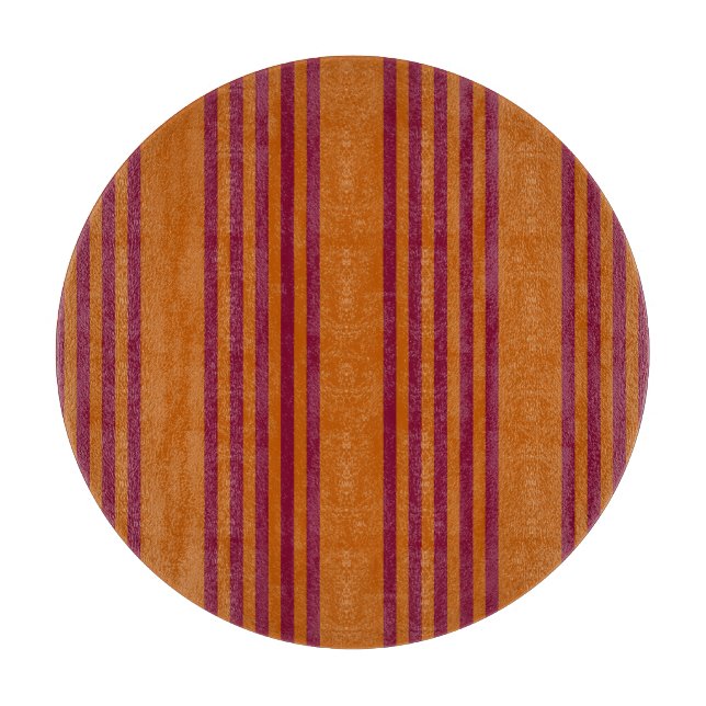 Burgundy red and burnt orange five stripe pattern. cutting board (Front)