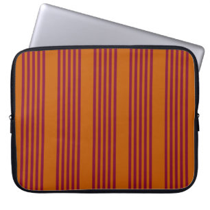 Burgundy red and burnt orange five stripe pattern. laptop sleeve